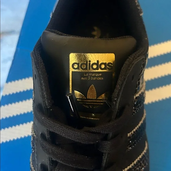 Adidas superstar W adidas size 7. Black and gold. Worn once. - Picture 5 of 9